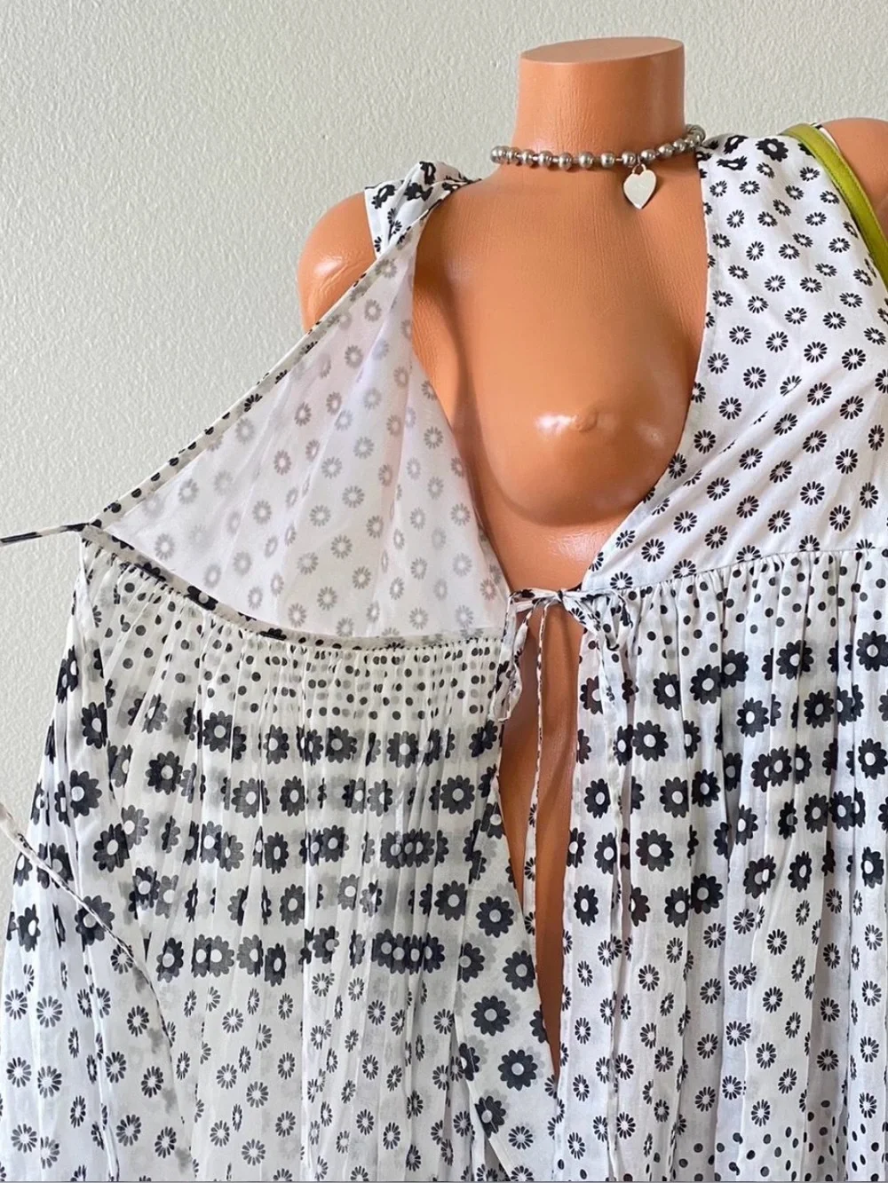 Tory Burch White and Black Floral & Dot Dress
